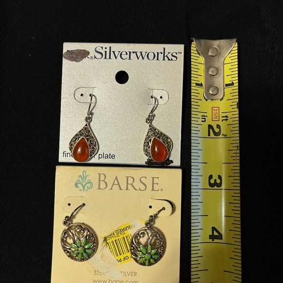 Red Teardrop and turquoise drop Earrings - Picture 1 of 3